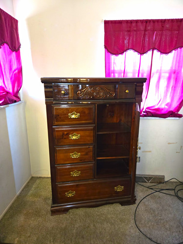Dark wood drawer chest of - wood, 5-drawer